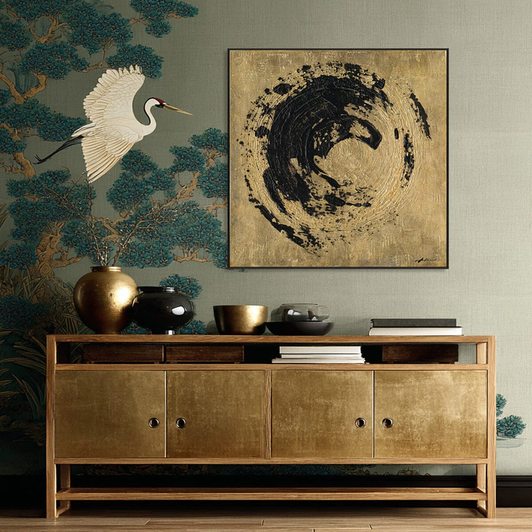 Eclipse Flow - Black & Gold Abstract Painting#M6958 Painting artwepaint 