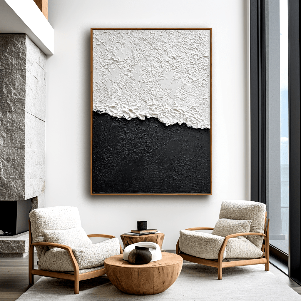 Edge of Balance – Black and White Textured Painting #93037 Painting artwepaint 