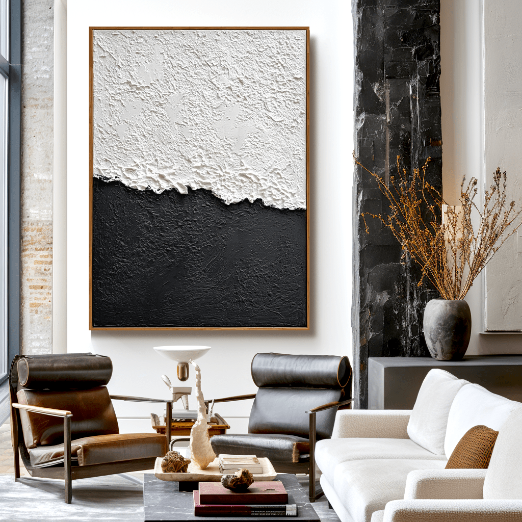 Edge of Balance – Black and White Textured Painting #93037 Painting artwepaint 