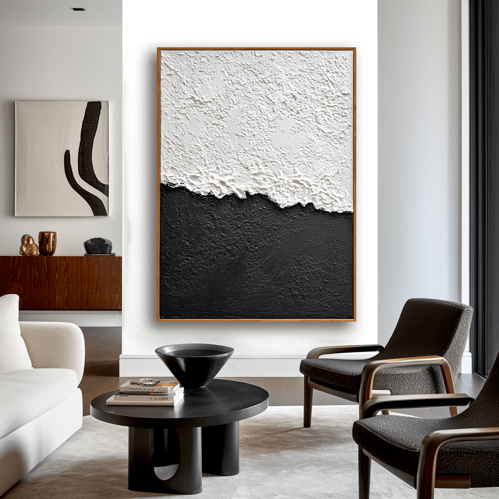 Edge of Balance – Black and White Textured Painting #93037 Painting artwepaint 