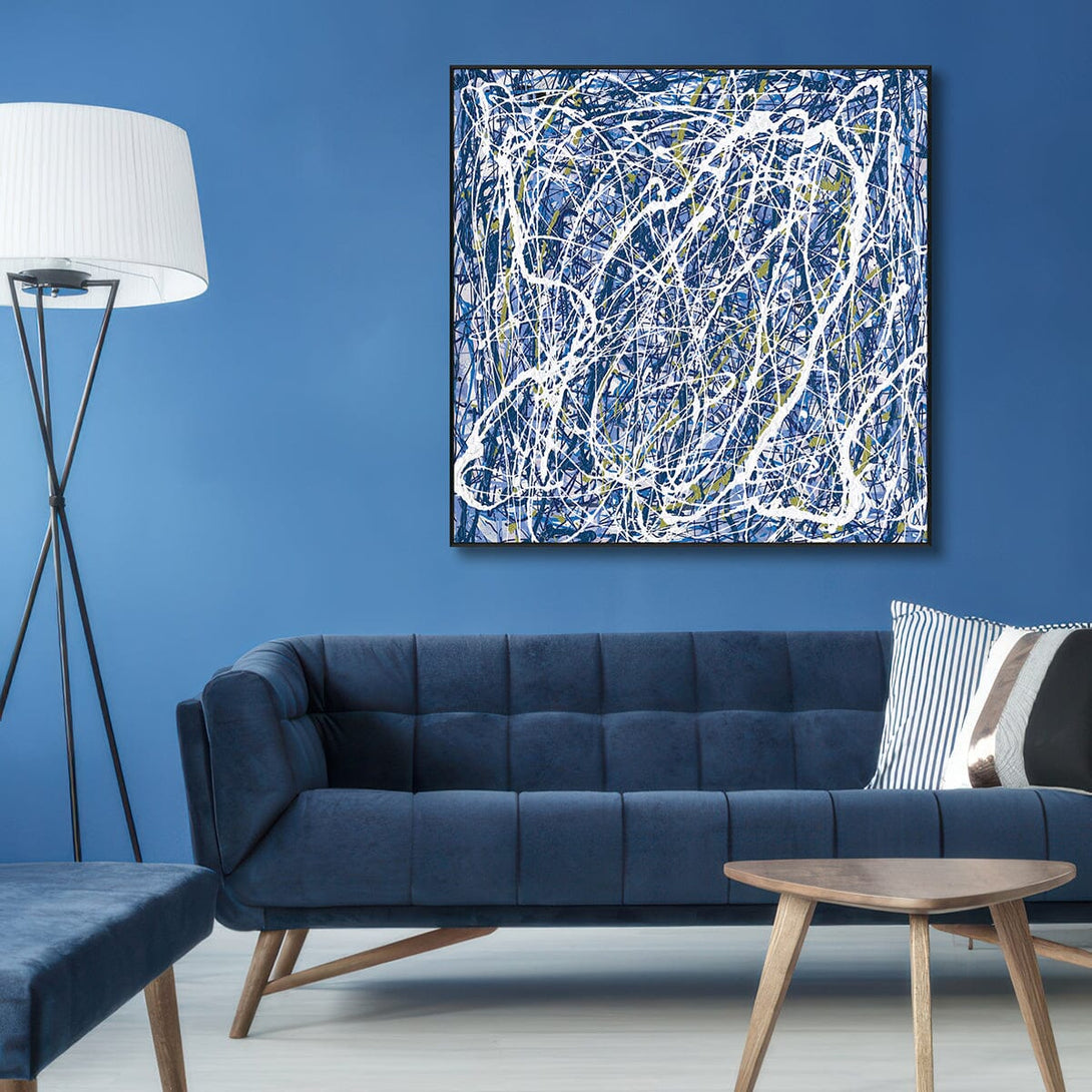 Electric Rhythm – Blue Abstract Drip Painting #L5611 Painting artwepaint 