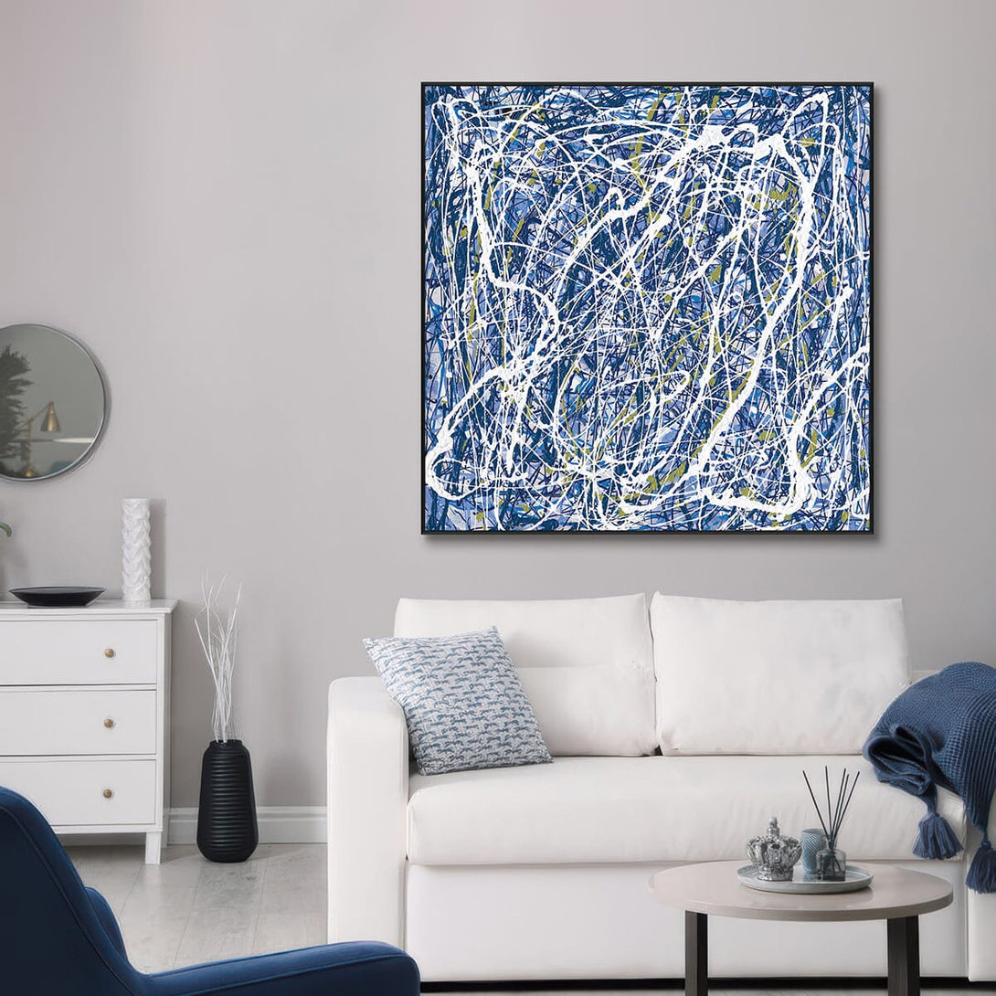 Electric Rhythm – Blue Abstract Drip Painting #L5611 Painting artwepaint 