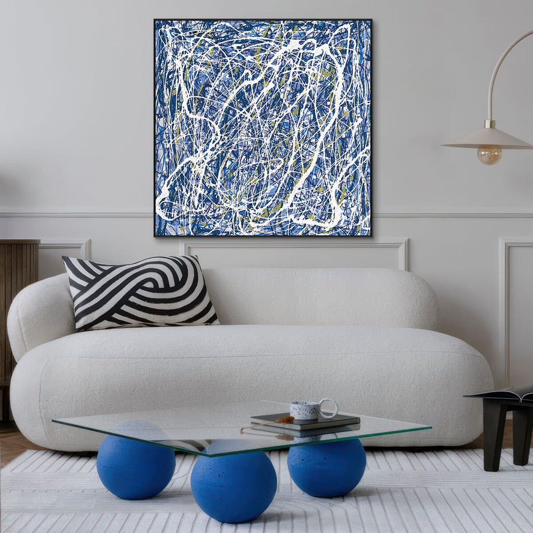 Electric Rhythm – Blue Abstract Drip Painting #L5611 Painting artwepaint 