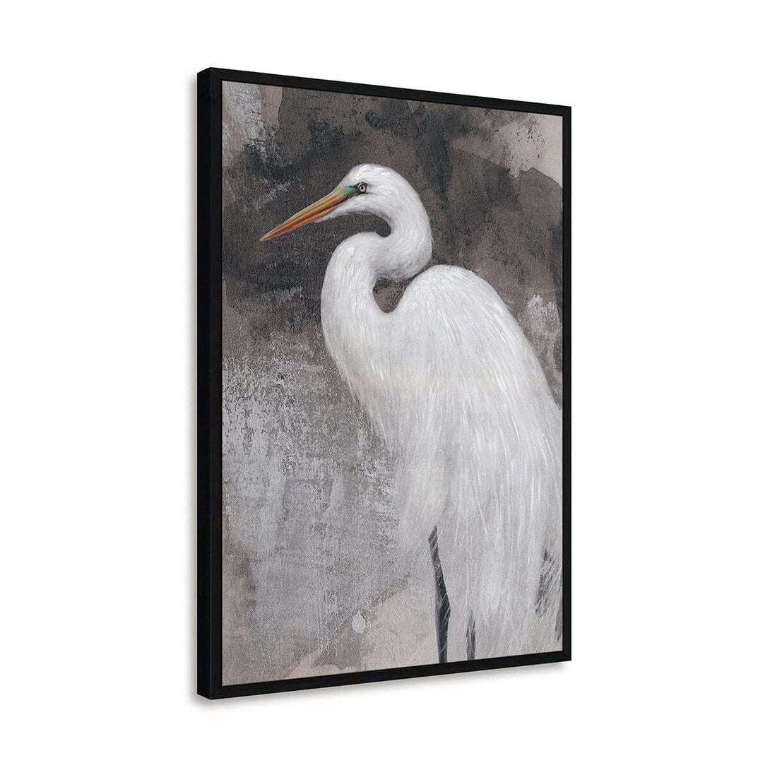 Elegant Egret - Dark Grey Artistic Painting#M5771 Painting artwepaint 