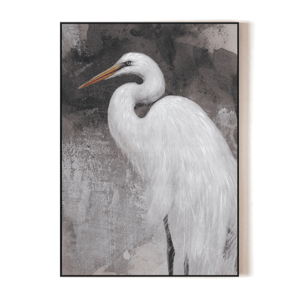 Elegant Egret - Dark Grey Artistic Painting#M5771 Painting artwepaint 