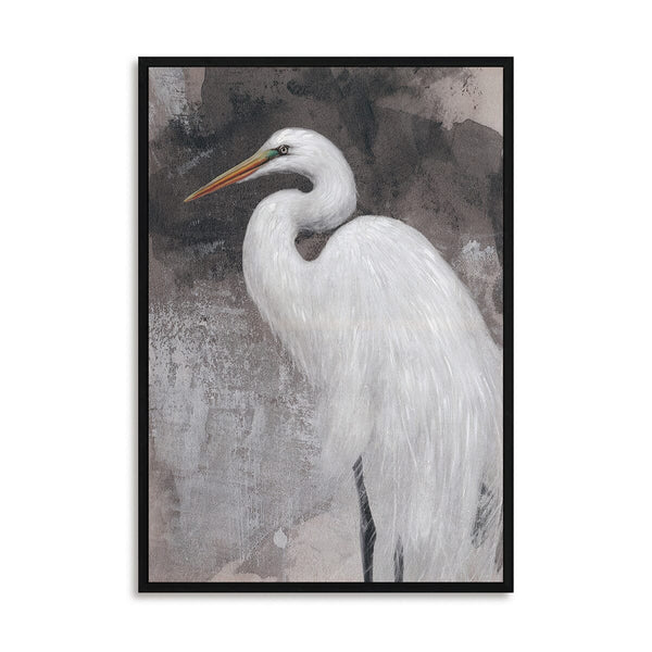 Elegant Egret - Dark Grey Artistic Painting#M5771 Painting artwepaint 