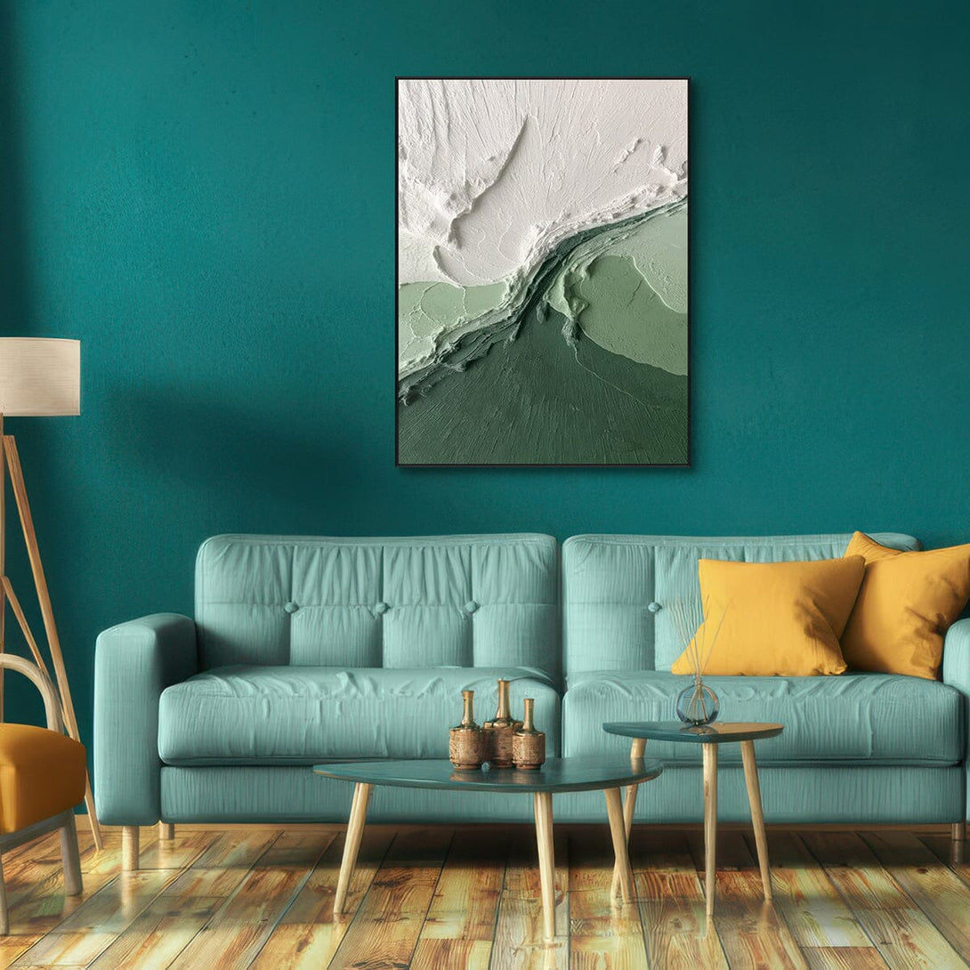 Emerald Ridge – Green & White Abstract Mountain Painting #RIS2(150) Painting artwepaint 
