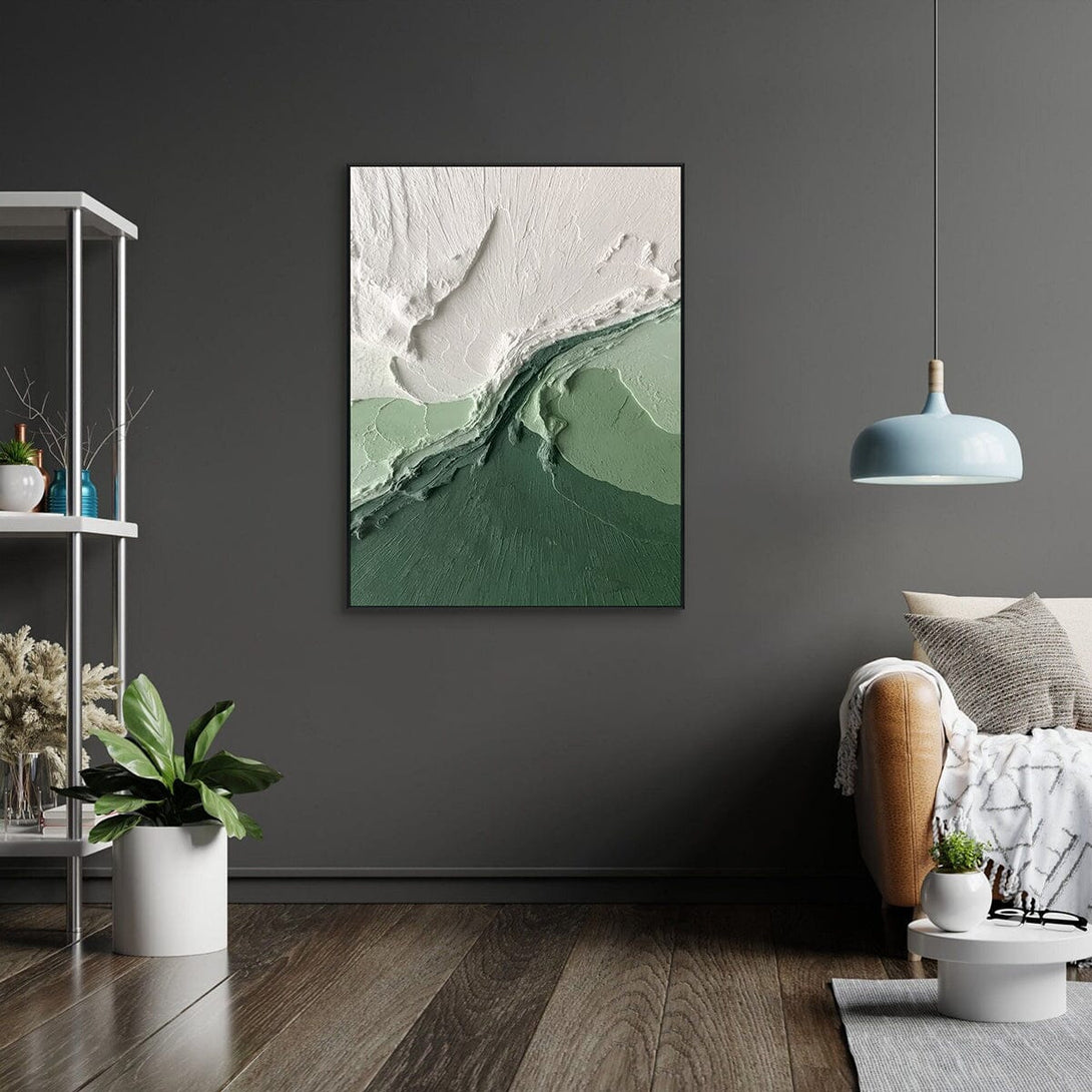 Emerald Ridge – Green & White Abstract Mountain Painting #RIS2(150) Painting artwepaint 