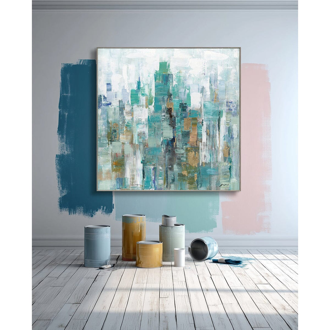 Emerald Waves-Abstract Cityscape #M5783 Painting artwepaint 