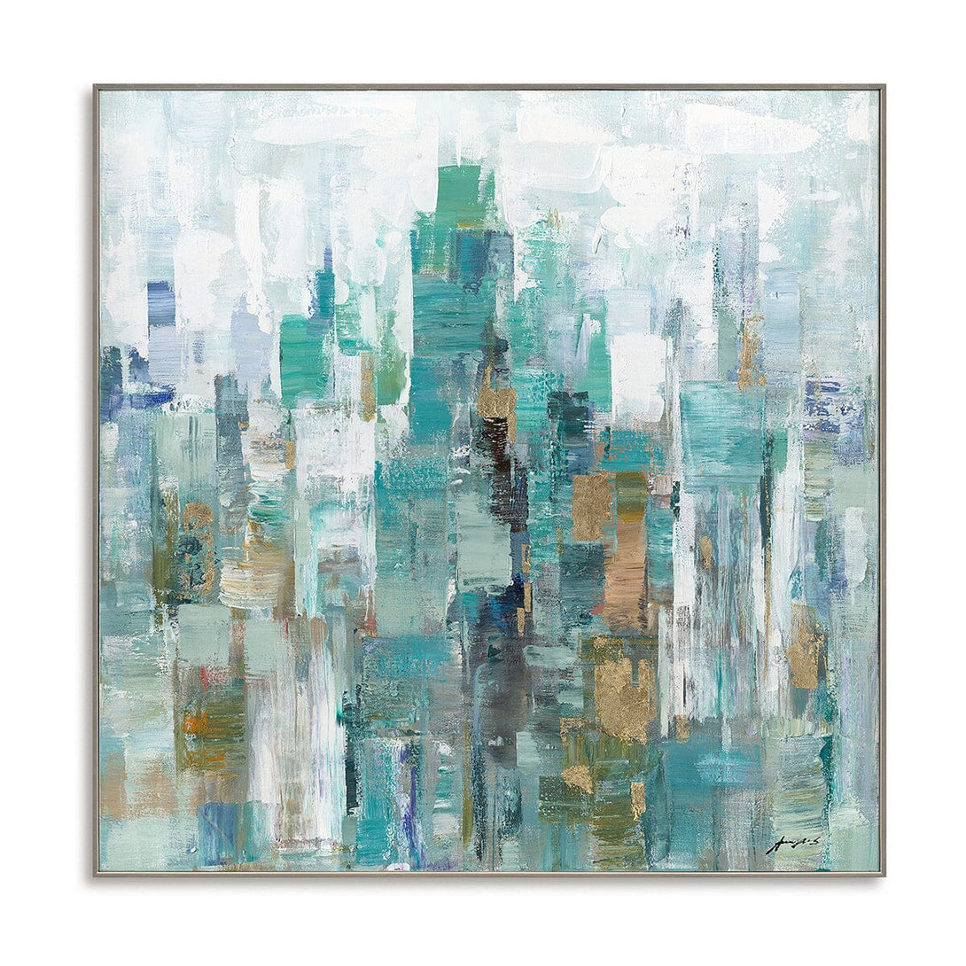 Emerald Waves-Abstract Cityscape #M5783 Painting artwepaint 