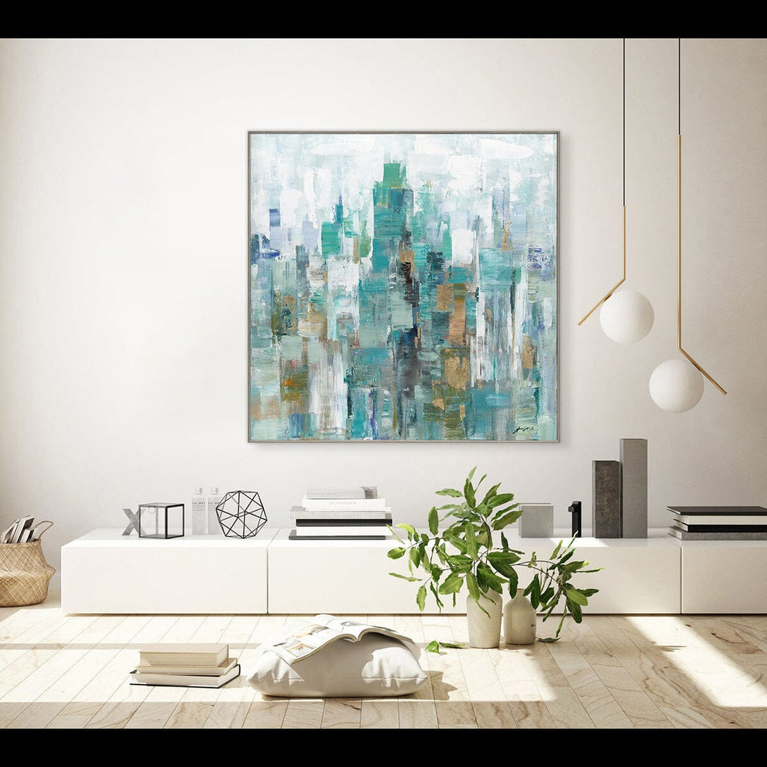 Emerald Waves-Abstract Cityscape #M5783 Painting artwepaint 