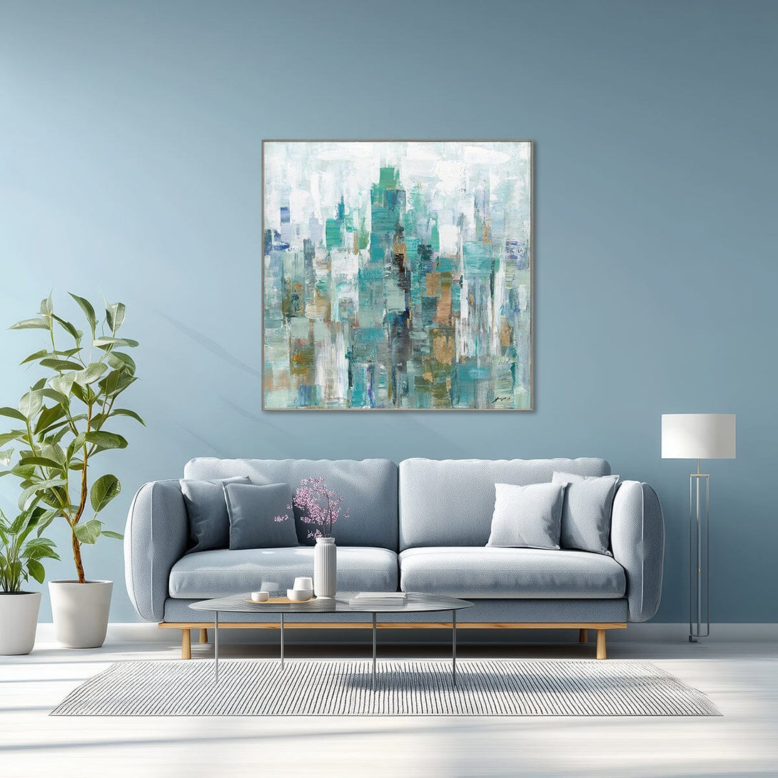 Emerald Waves-Abstract Cityscape #M5783 Painting artwepaint 