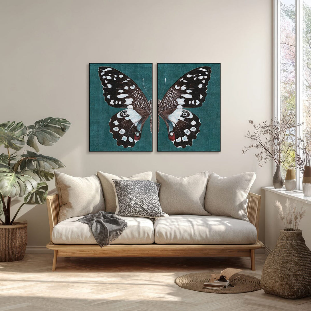 Emerald Wing Dance - Black & White Butterfly Art #M3560 Painting artwepaint 