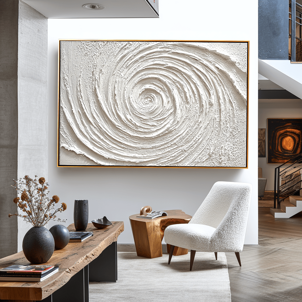 Eternal Flow – White Abstract Spiral Painting #93035 Painting artwepaint 