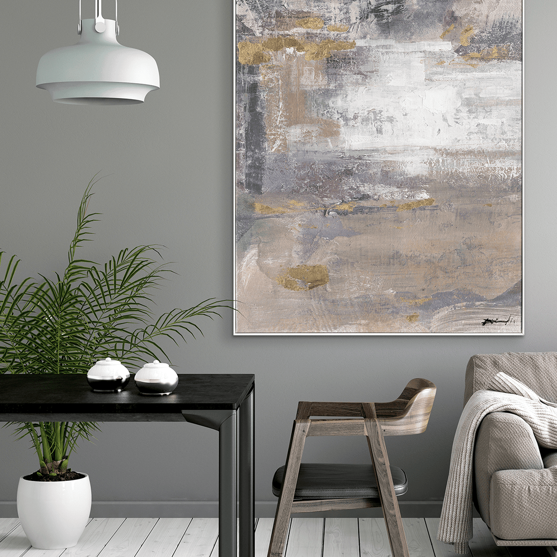 Ethereal Glow - White & Gold Abstract Painting#M6885 Painting artwepaint 