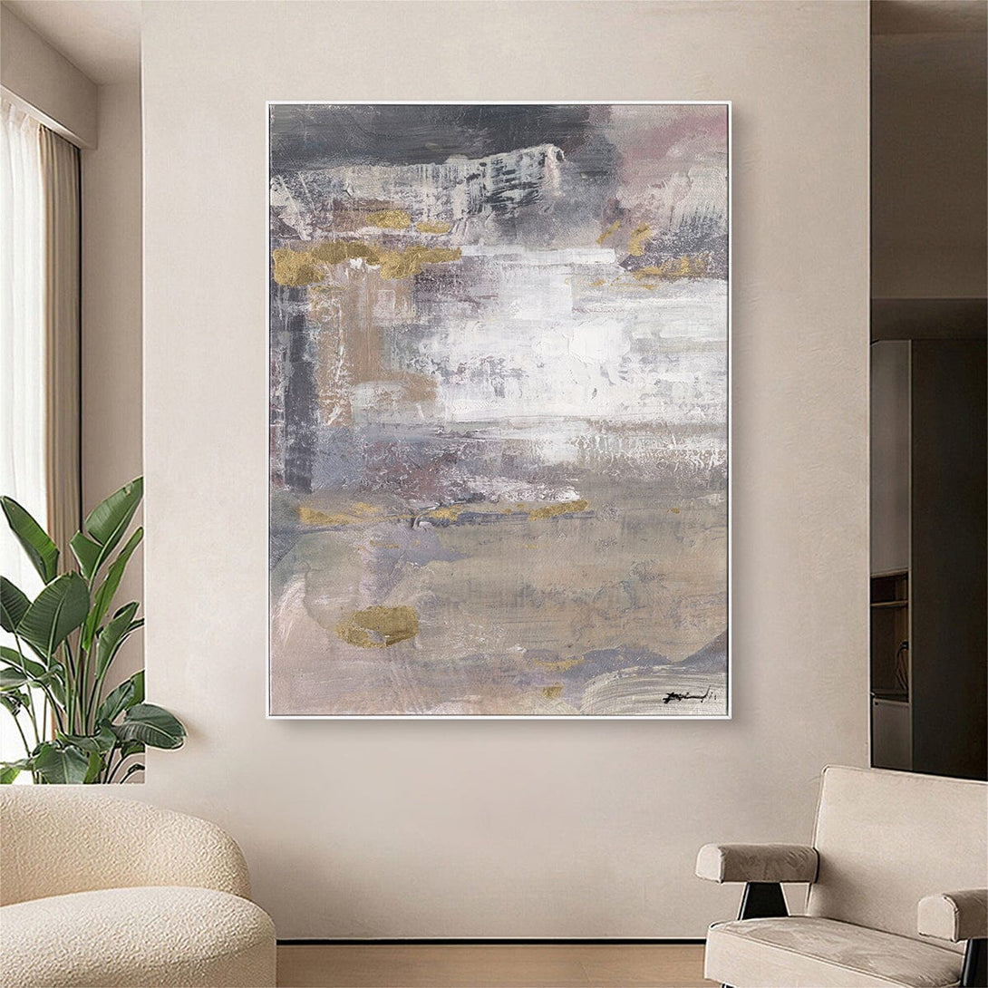 Ethereal Glow - White & Gold Abstract Painting#M6885 Painting artwepaint 