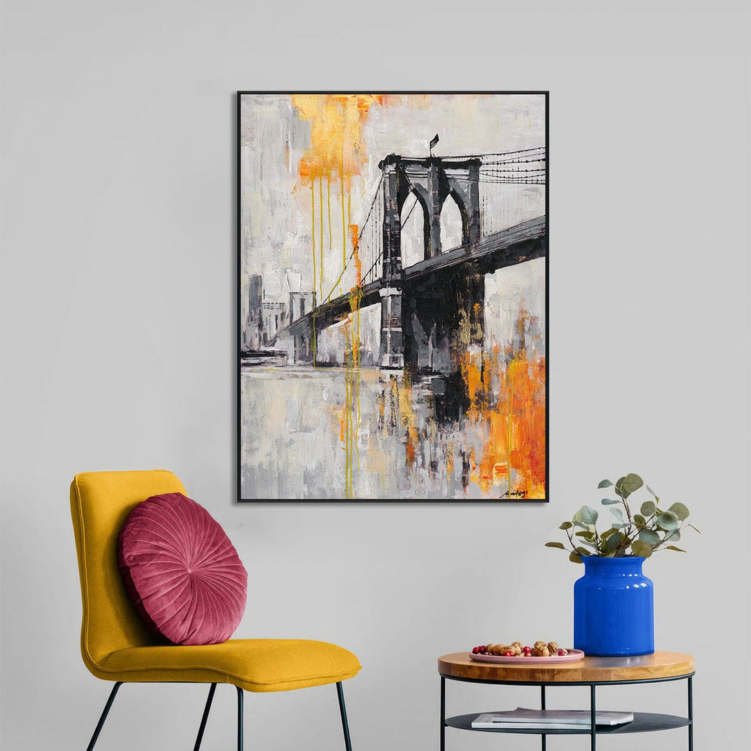 Flame City - Abstract Bridge Art#P5929 Painting artwepaint 