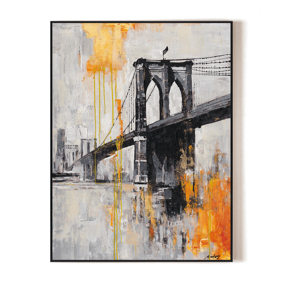 Flame City - Abstract Bridge Art#P5929 Painting artwepaint 