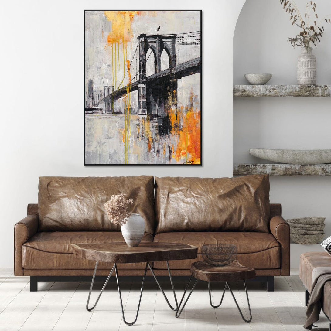 Flame City - Abstract Bridge Art#P5929 Painting artwepaint 