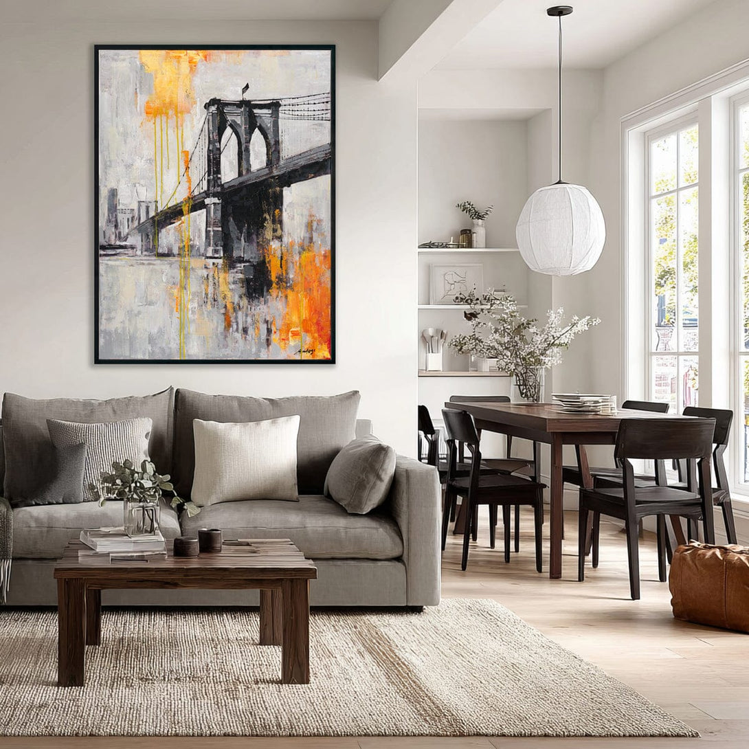 Flame City - Abstract Bridge Art#P5929 Painting artwepaint 