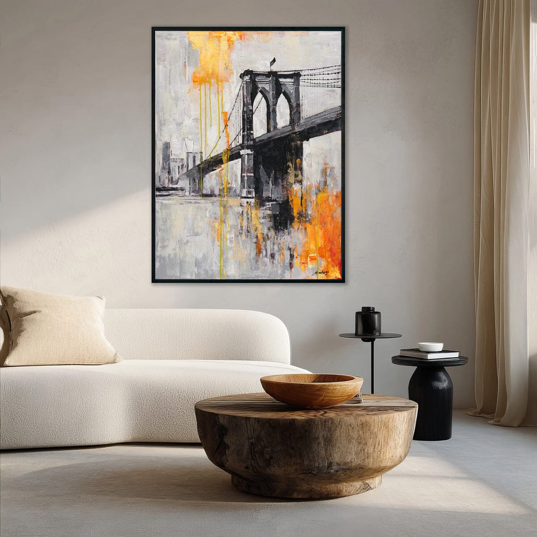Flame City - Abstract Bridge Art#P5929 Painting artwepaint 