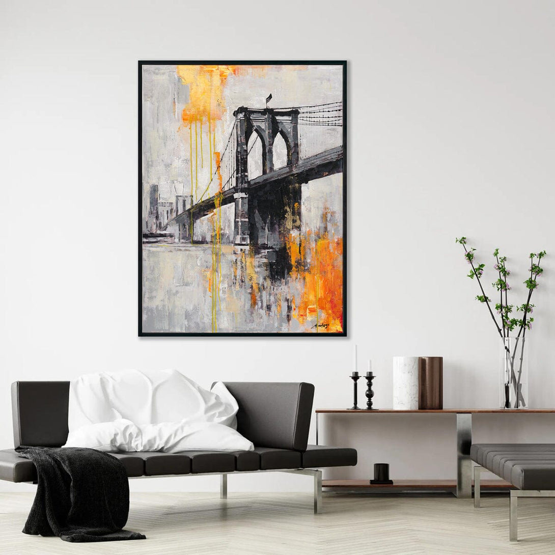Flame City - Abstract Bridge Art#P5929 Painting artwepaint 