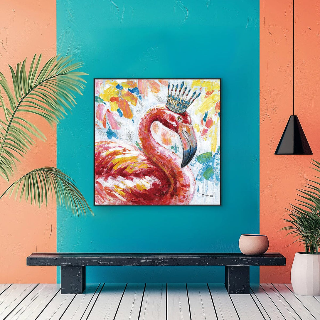 Flamingo Majesty – Crowned Pink Bird Painting#H7347 Painting artwepaint 