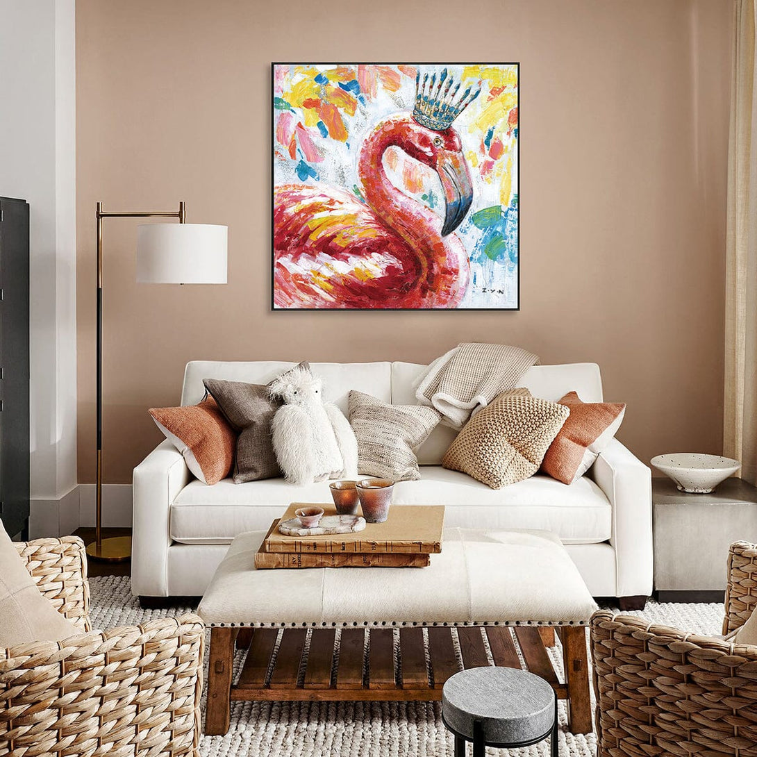 Flamingo Majesty – Crowned Pink Bird Painting#H7347 Painting artwepaint 