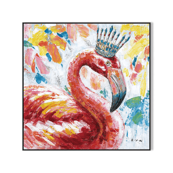 Flamingo Majesty – Crowned Pink Bird Painting#H7347 Painting artwepaint 