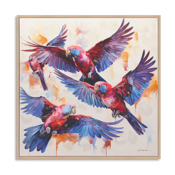 Flight Dance - Red & Blue Parrots in Motion#M6775 Painting artwepaint 