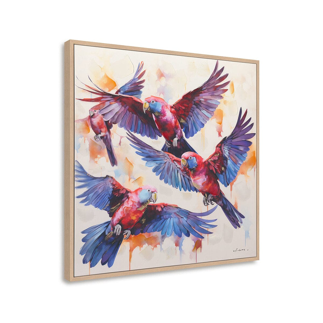 Flight Dance - Red & Blue Parrots in Motion#M6775 Painting artwepaint 