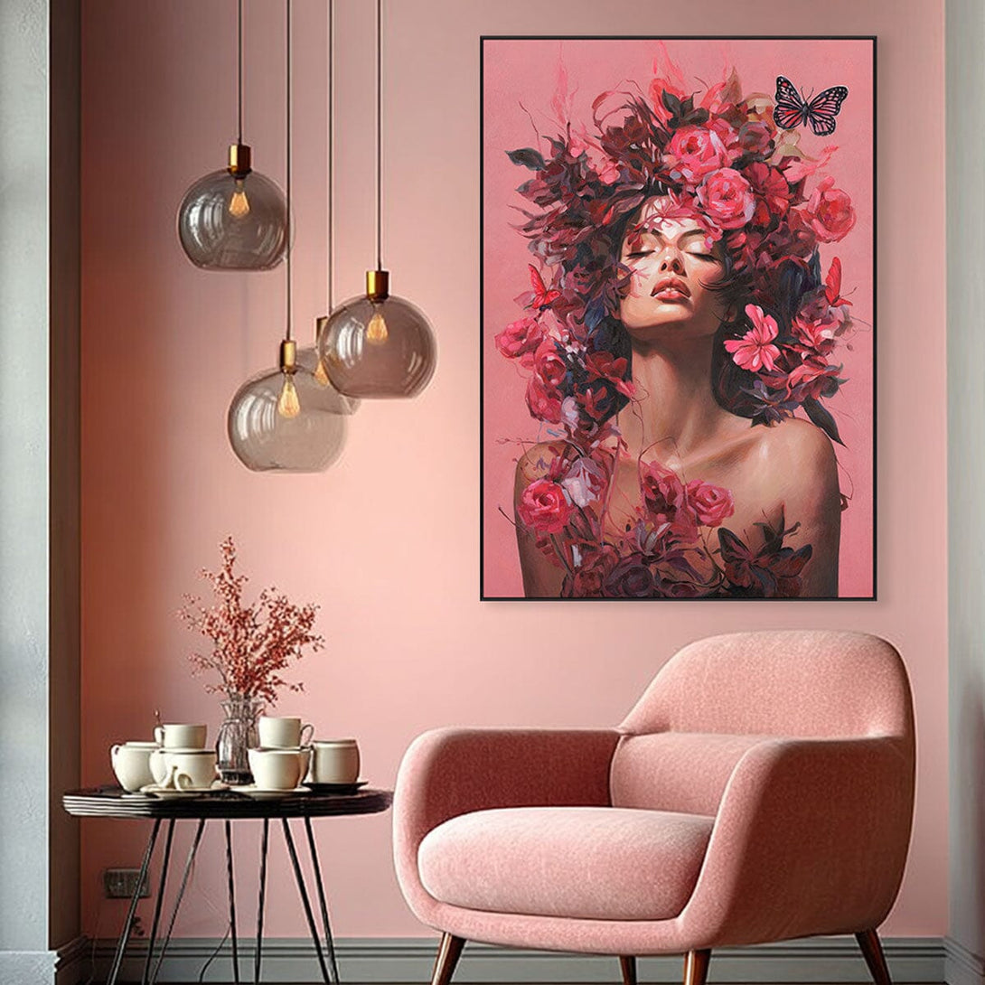 Floral Dream - Woman with Blossoms#M2703 Painting artwepaint 