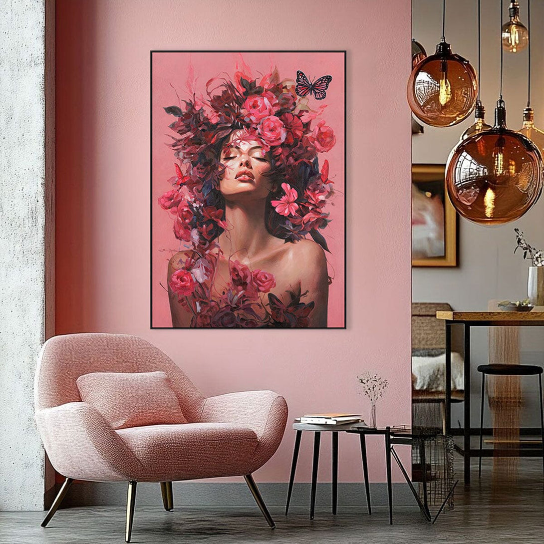 Floral Dream - Woman with Blossoms#M2703 Painting artwepaint 
