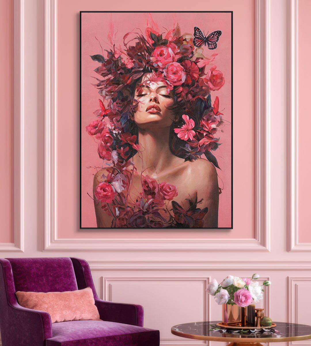 Floral Dream - Woman with Blossoms#M2703 Painting artwepaint 