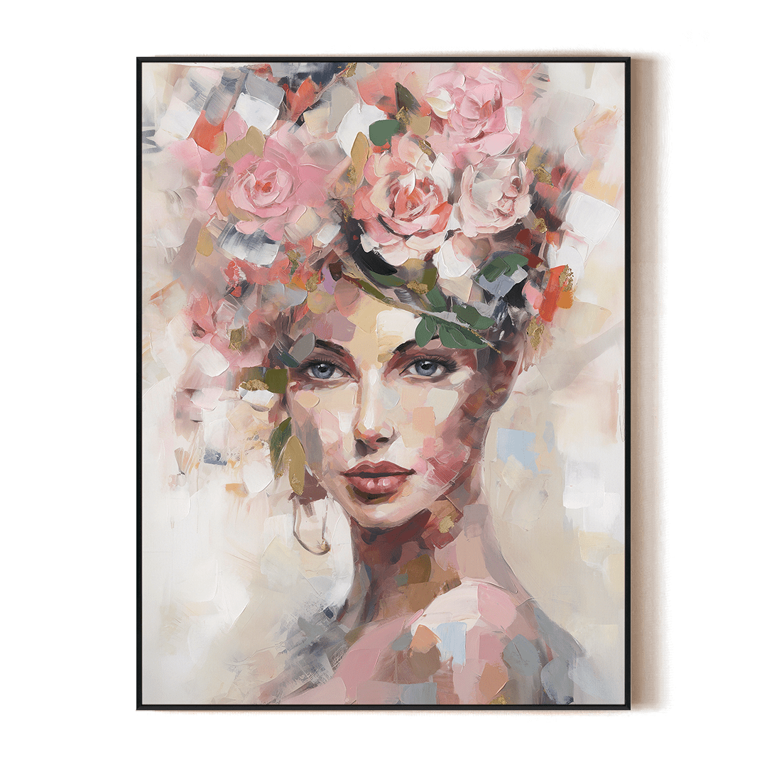Floral Gaze - Pink Rose Portrait #M2637 Painting artwepaint 