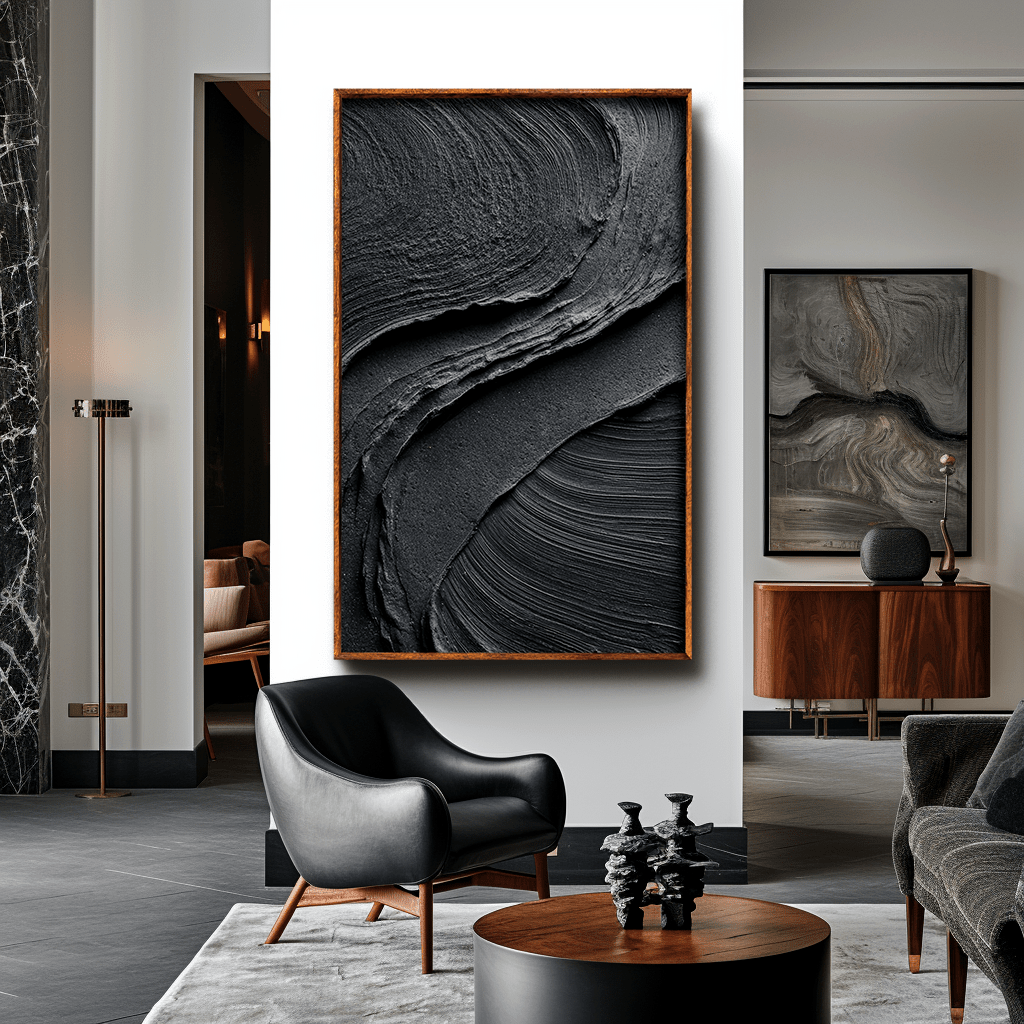 Flow Current – Black Minimalist Textured Painting #awp74 Painting artwepaint 