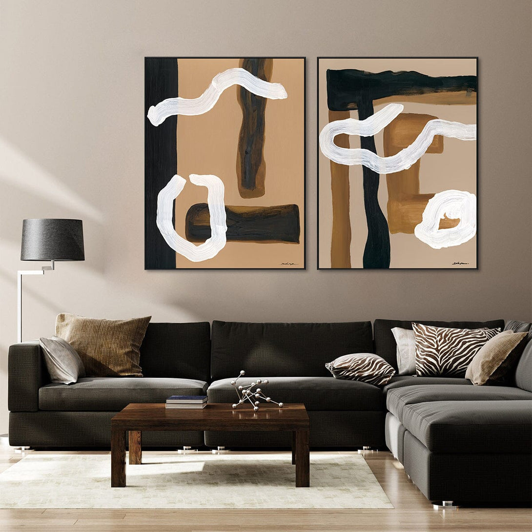 Flow Motion – Brown & White Abstract Painting#M6877 Painting artwepaint 