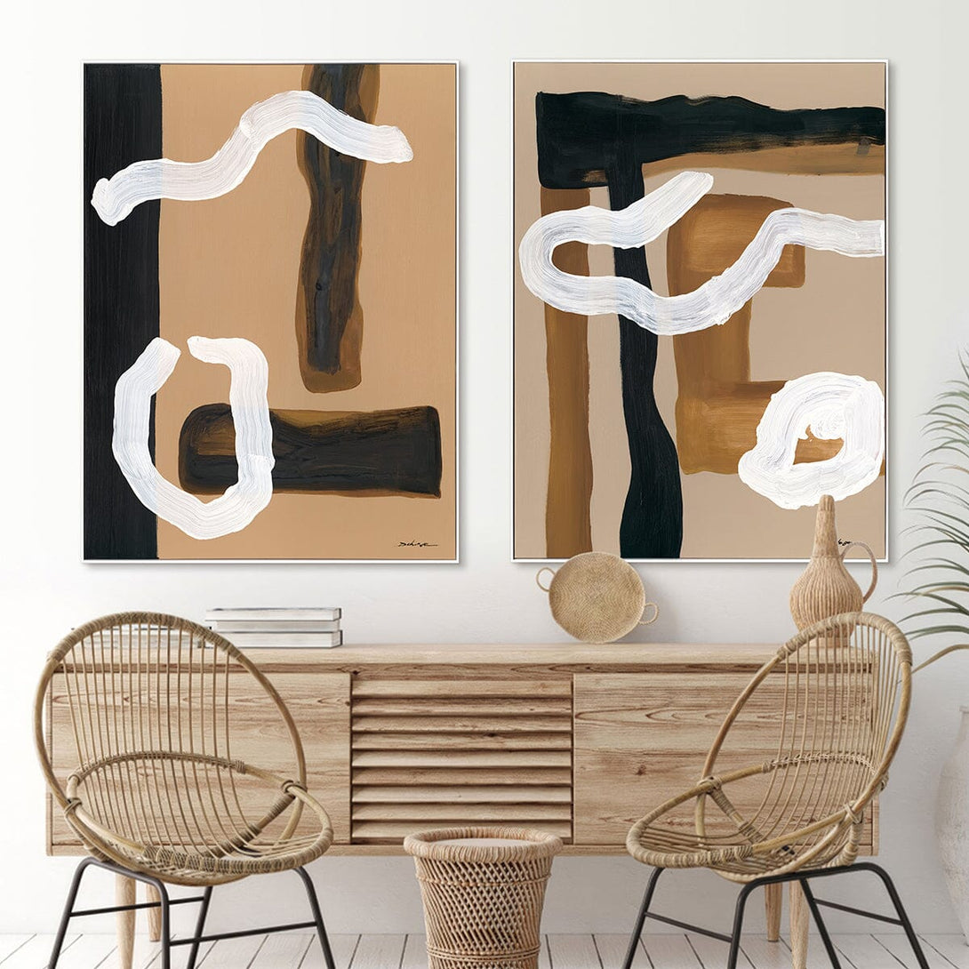 Flow Motion – Brown & White Abstract Painting#M6877 Painting artwepaint 