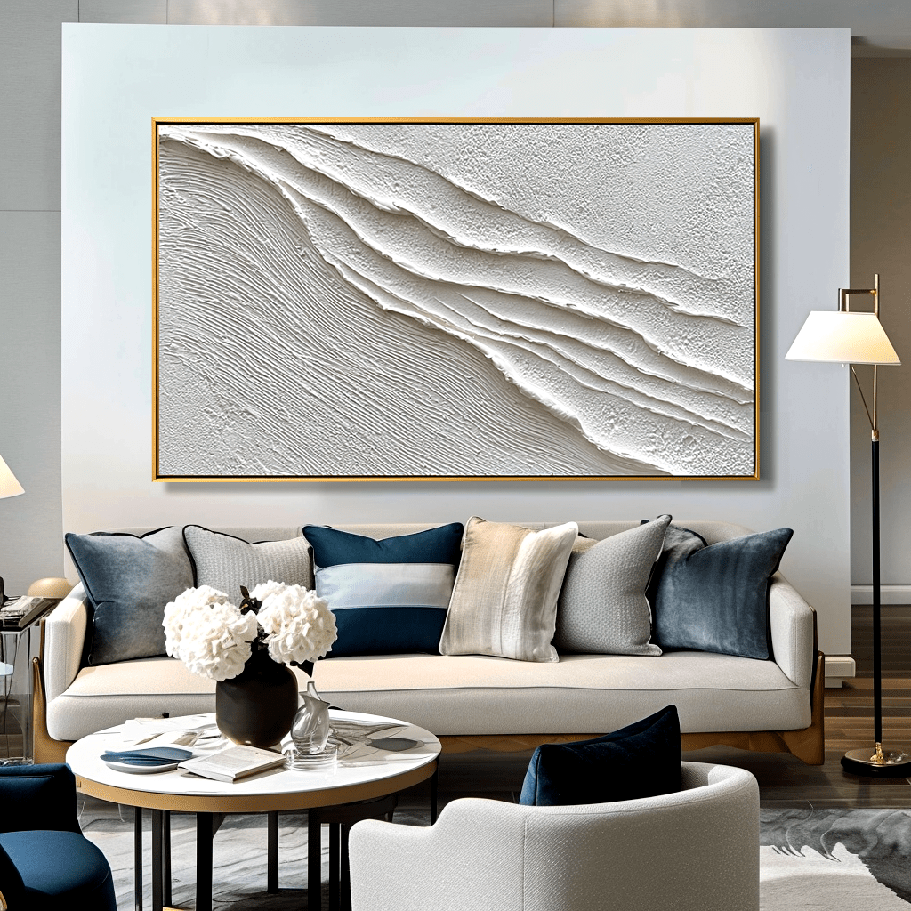Flow of Silence – White Textured Abstract Painting #93046 Painting artwepaint 