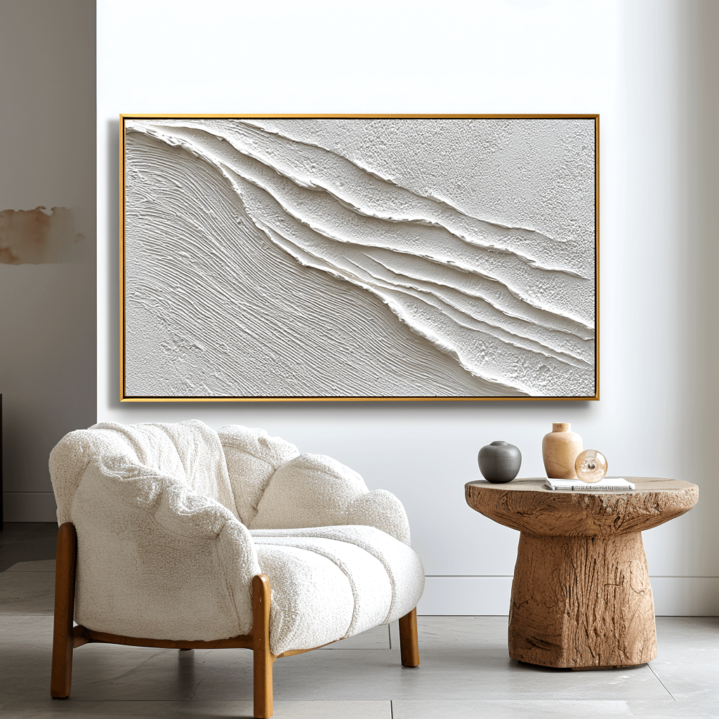 Flow of Silence – White Textured Abstract Painting #93046 Painting artwepaint 