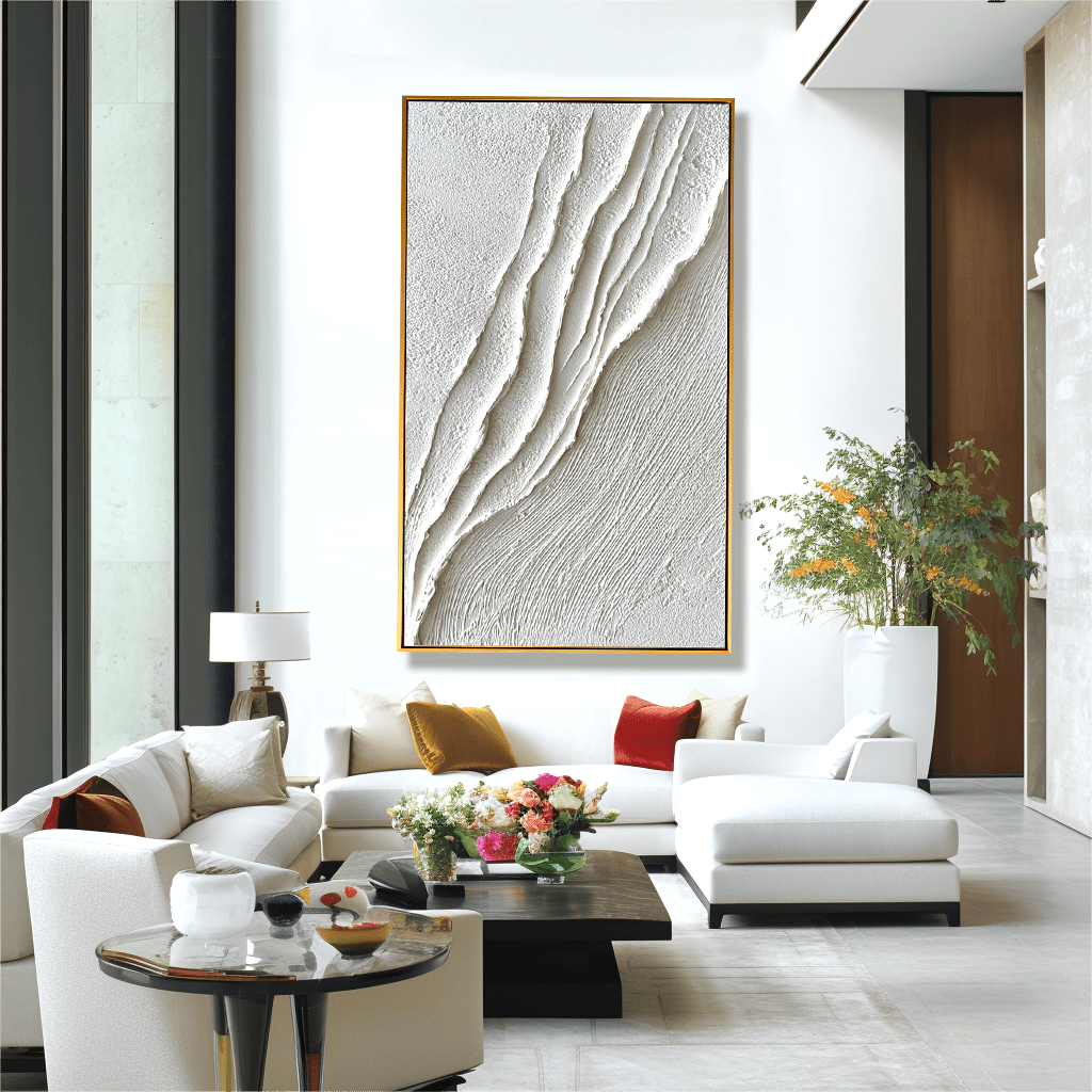 Flow of Silence – White Textured Abstract Painting #93046 Painting artwepaint 