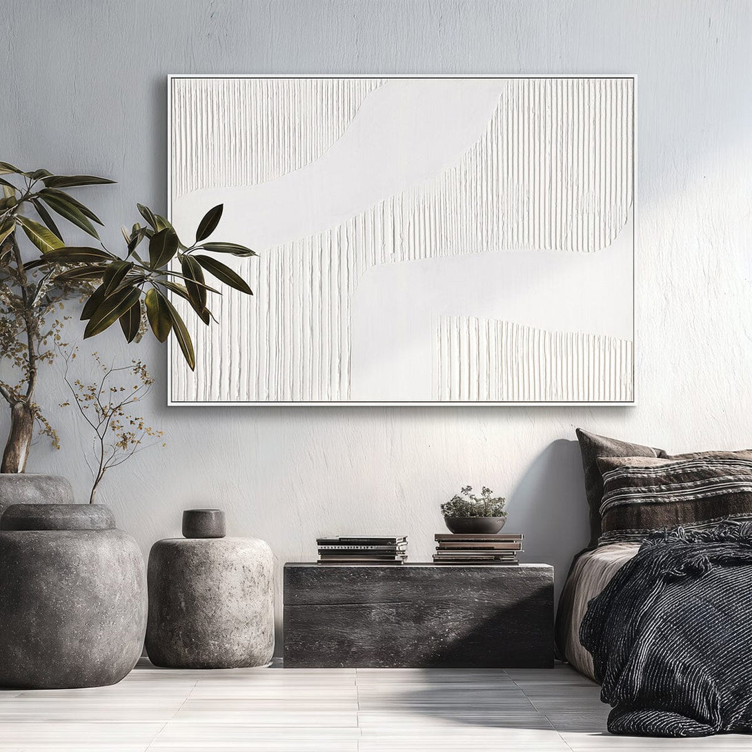 Flowing Light - White Linear Texture Art #M4667 Painting artwepaint 