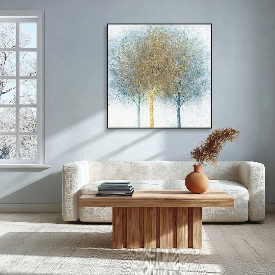 Forest Glow – Golden Tree Trio Painting #J4190 Painting artwepaint 