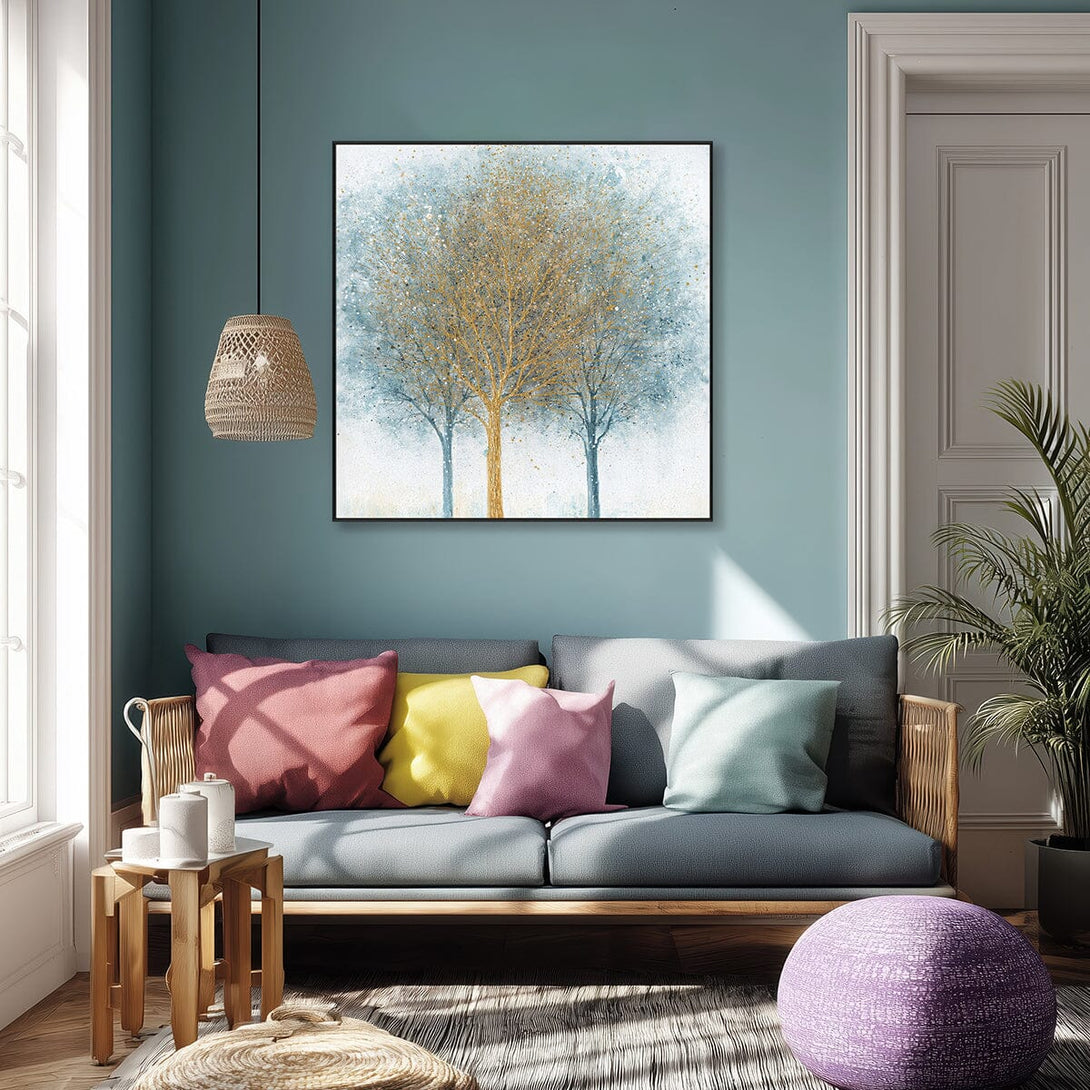 Forest Glow – Golden Tree Trio Painting #J4190 Painting artwepaint 