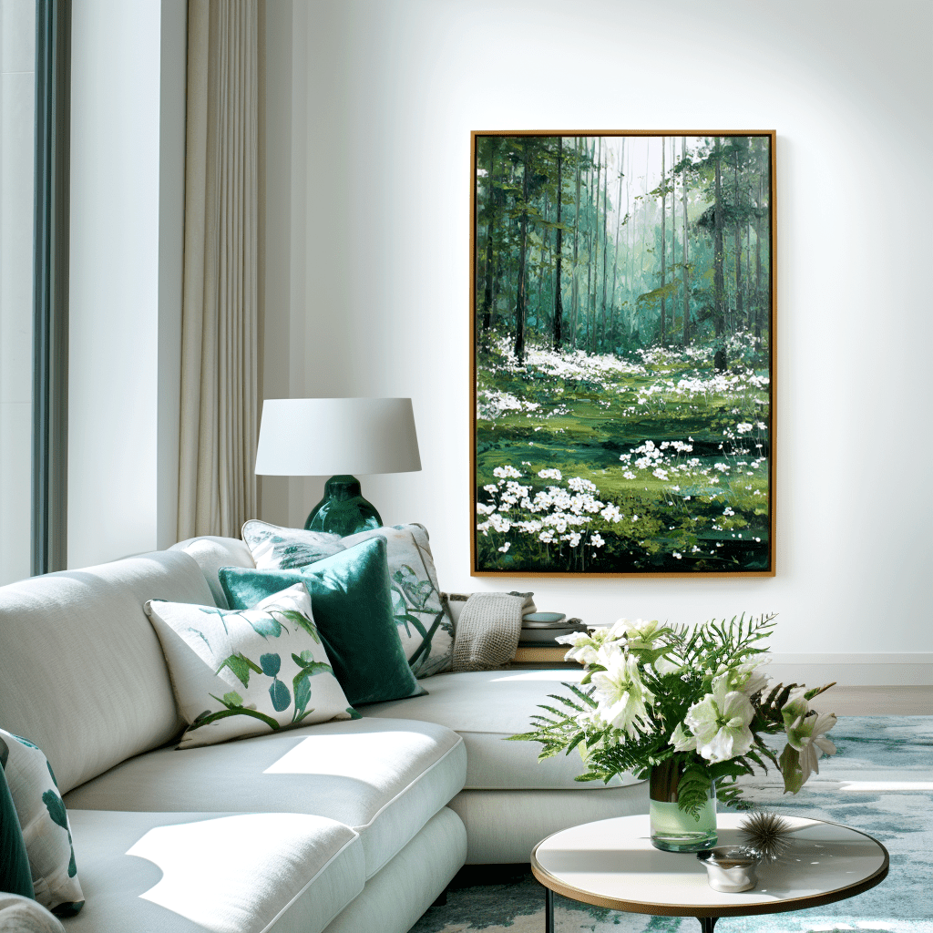 Forest Glow – Green White Wildflower Painting #98 Painting artwepaint 