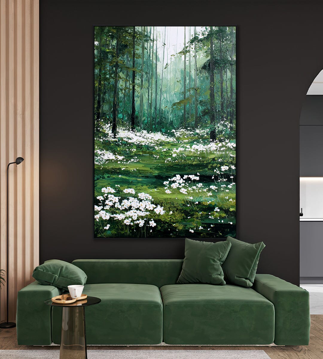 Forest Glow – Green White Wildflower Painting #98 Painting artwepaint 