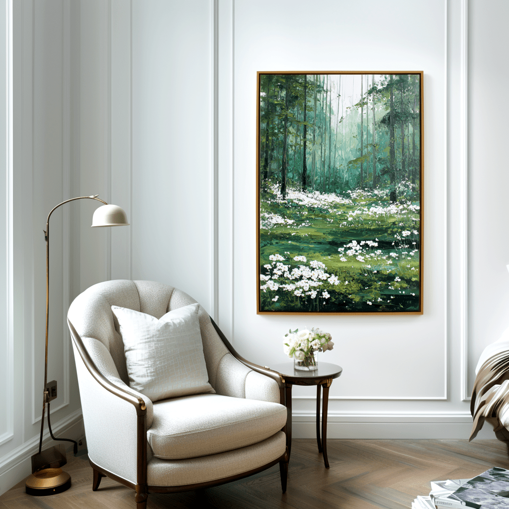 Forest Glow – Green White Wildflower Painting #98 Painting artwepaint 