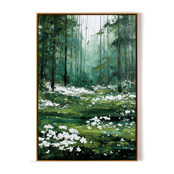 Forest Glow – Green White Wildflower Painting #98 Painting artwepaint 