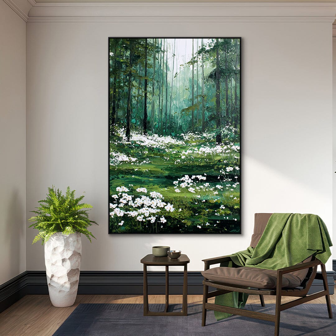 Forest Glow – Green White Wildflower Painting #98 Painting artwepaint 