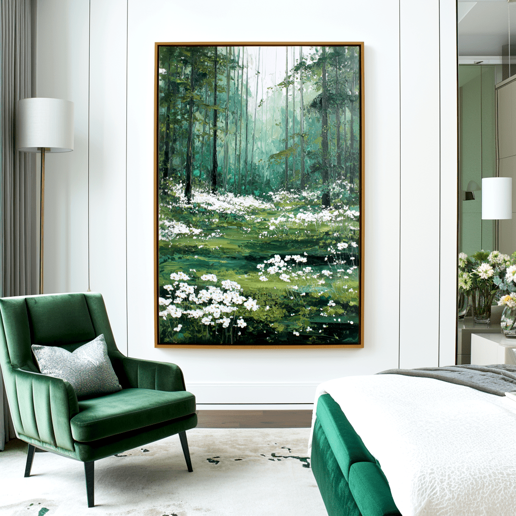 Forest Glow – Green White Wildflower Painting #98 Painting artwepaint 
